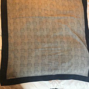 Ralph Lauren Vintage Navy White Silk Scarf Polka Dot Glen Plaid
